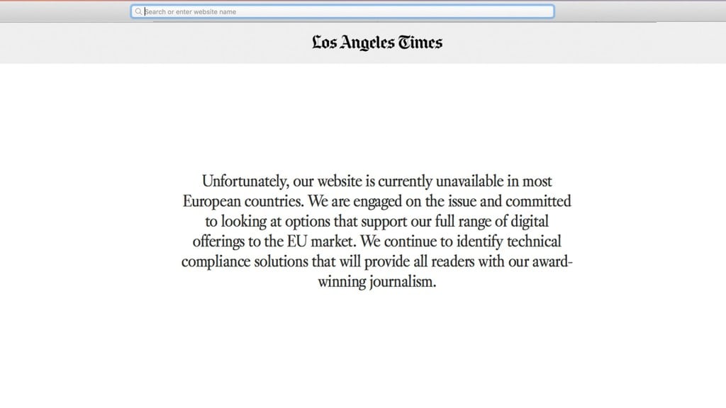 LA Times takes down website in Europe
