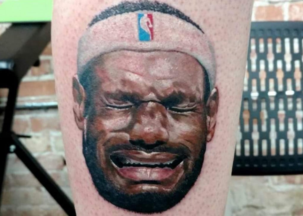 Man tattoos LeBron James’ crying face on his leg