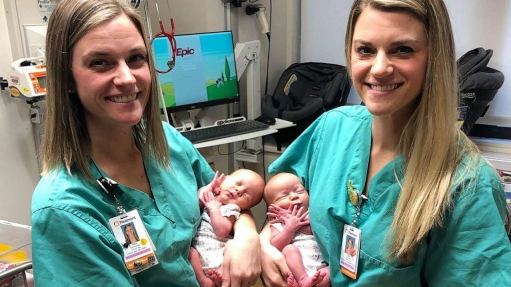 Identical twin babies delivered by identical twin nurses