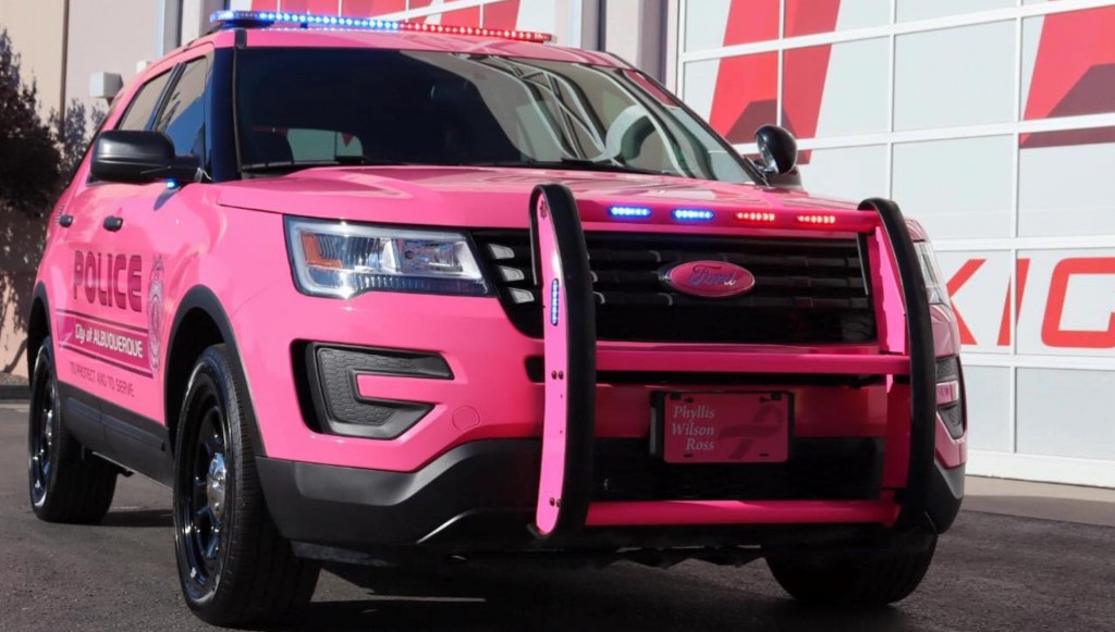 Albuquerque patrol car painted pink for Breast Cancer Awareness Month