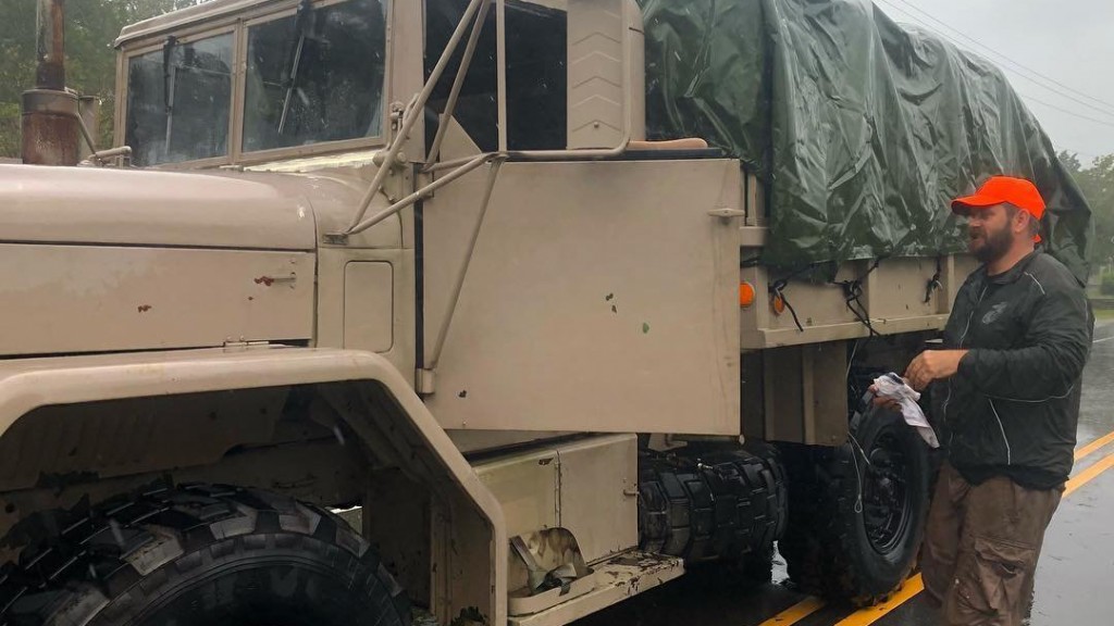 Retired Marine is rescuing storm victims in his military transport vehicle