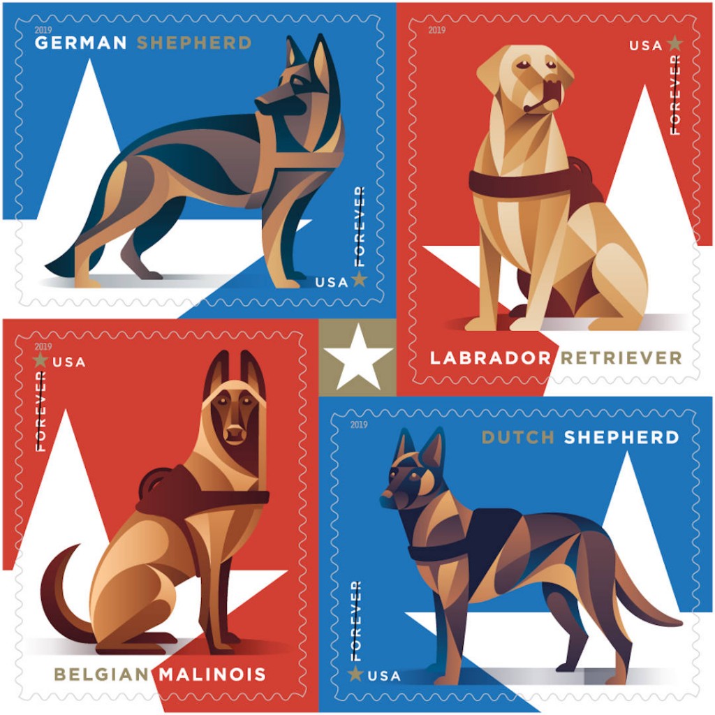 Latest US postage stamps honor military dogs