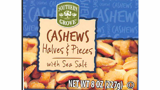 Cashews recalled after glass found in canisters