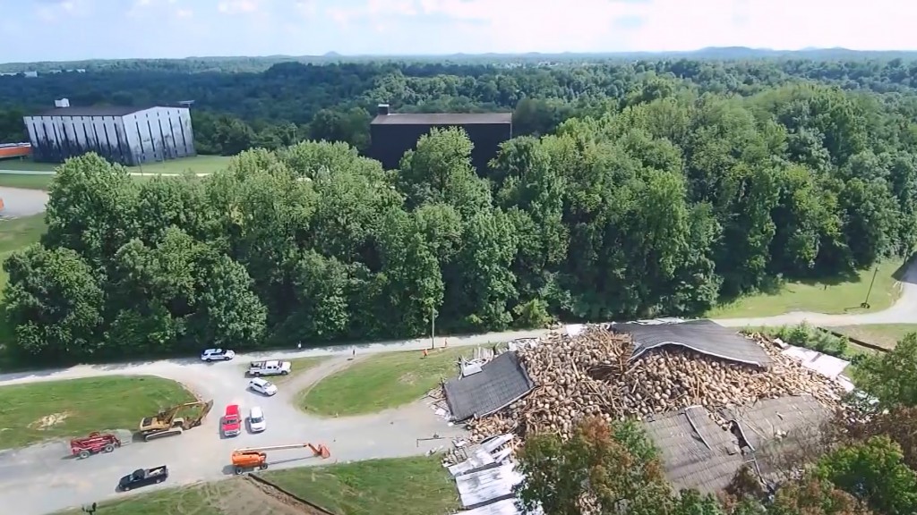 Remaining half of bourbon warehouse comes down