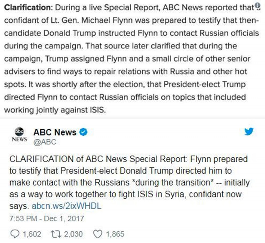ABC News corrects bombshell Flynn report