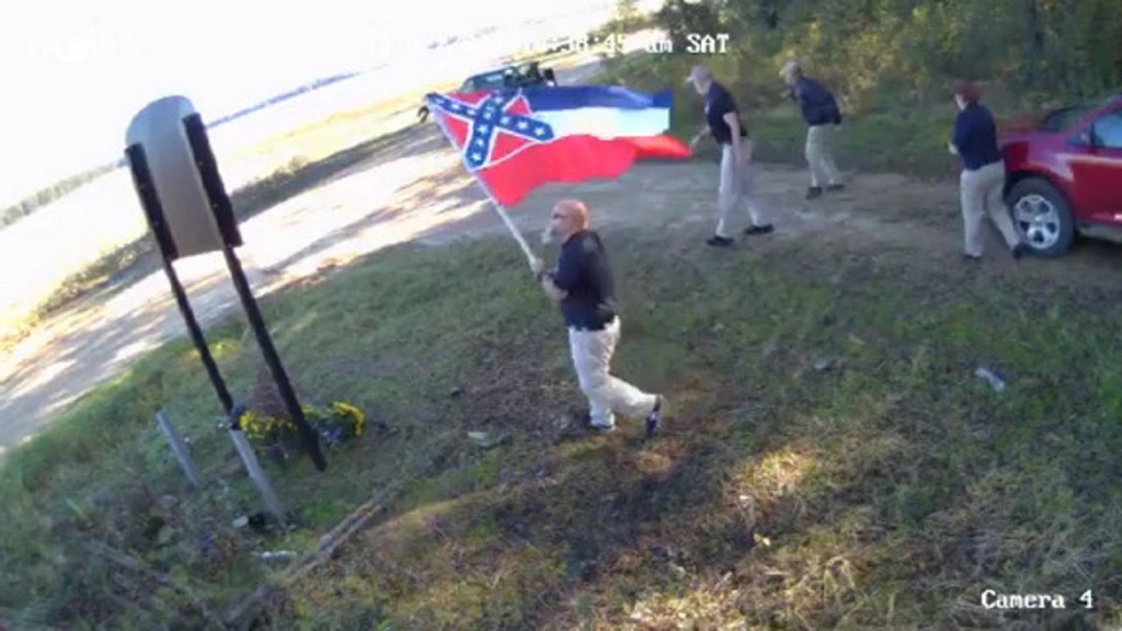 White supremacist group filmed in front of the Emmett Till sign
