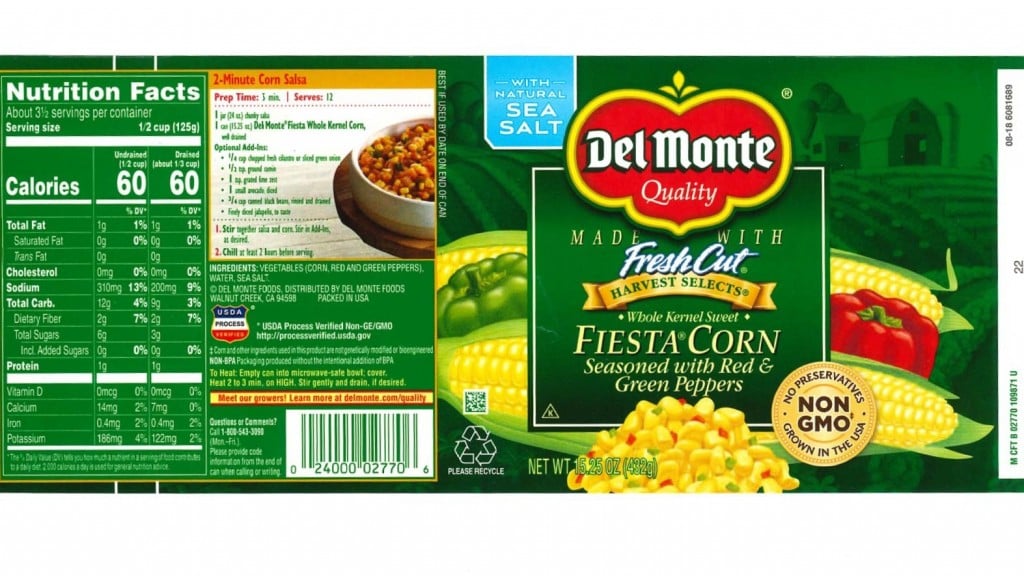 Del Monte recalls canned corn due to under-processing