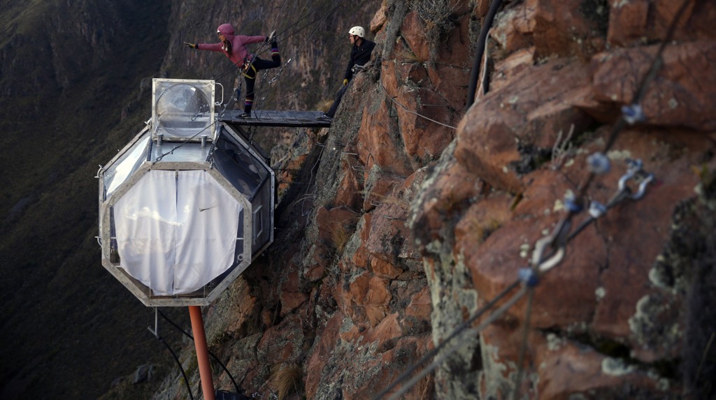 Would you sleep in a glass pod hanging off a Peruvian cliff?