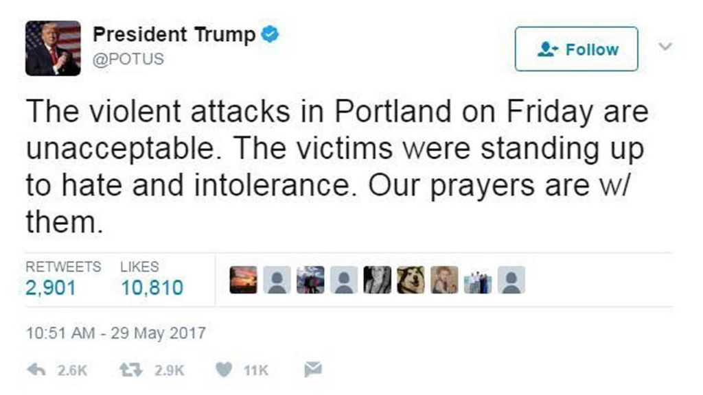 Trump calls Portland stabbings ‘unacceptable’
