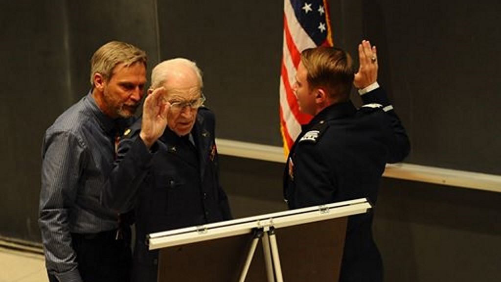 World War II veteran commissions grandson into US Air Force