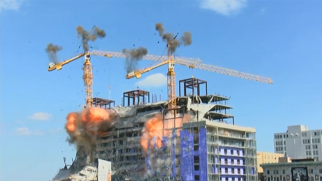 Caught on camera: Hard Rock hotel cranes imploded