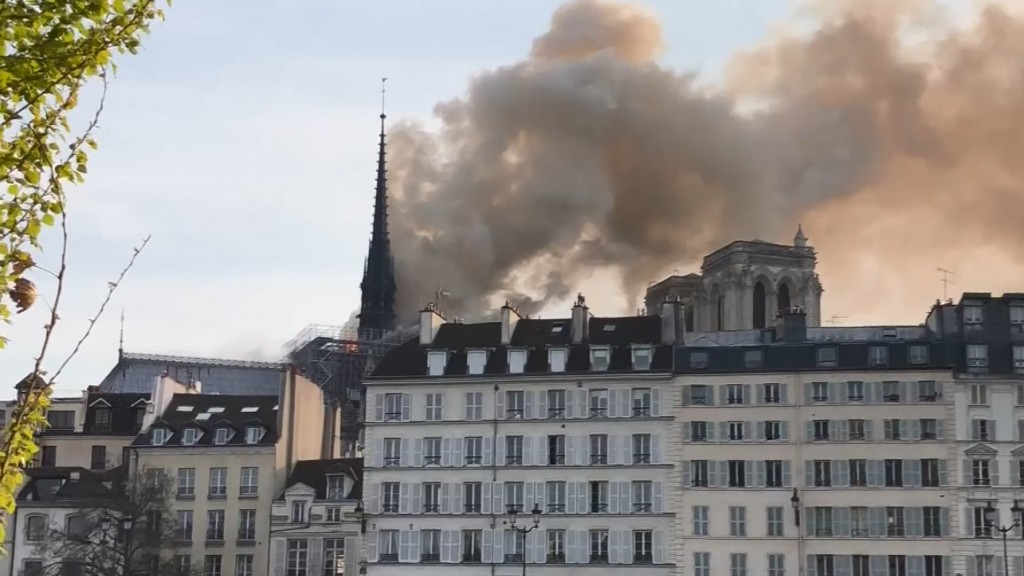 Notre Dame cathedral in Paris burns