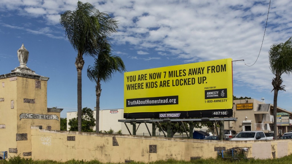 Billboards demand US government stop detaining migrant children