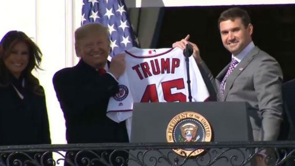 President Trump presented with Nationals jersey