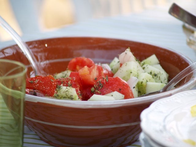 Orzo salad with basil-sherry vinaigrette
