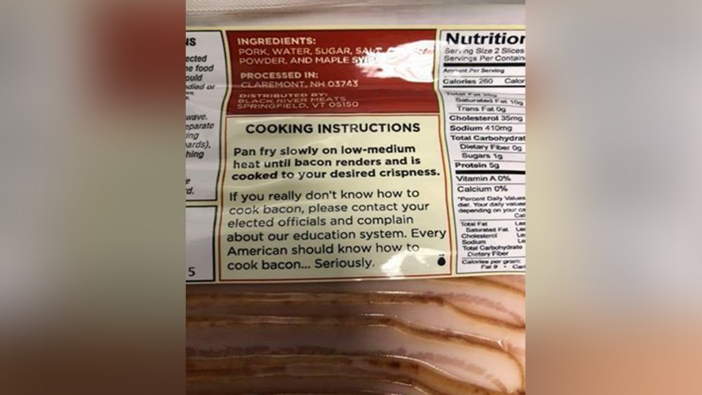 Yes, that snarky bacon packaging is real