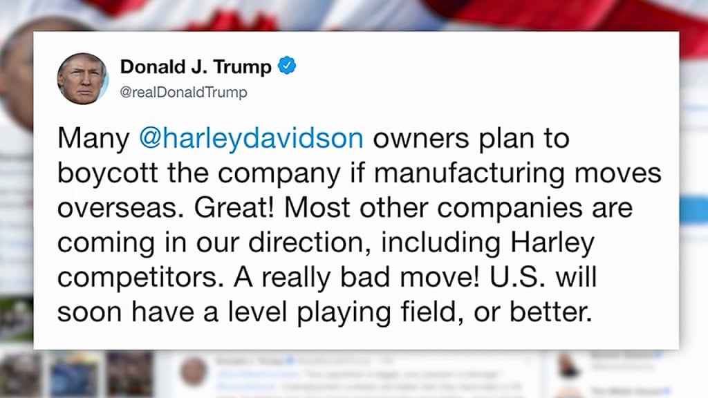 Trump encourages boycott against Harley-Davidson