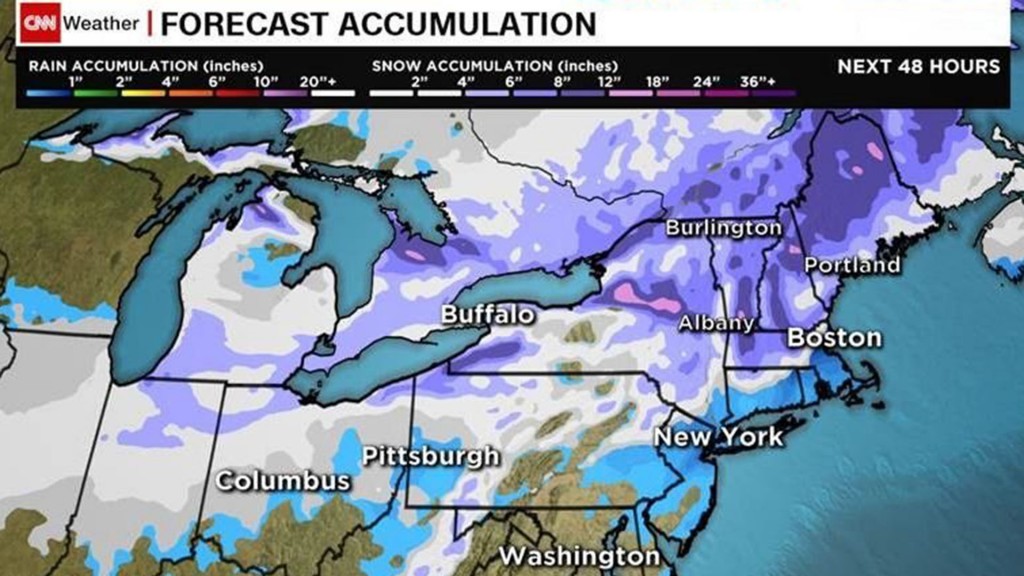 Christmas Eve snow and ice expected across much of US