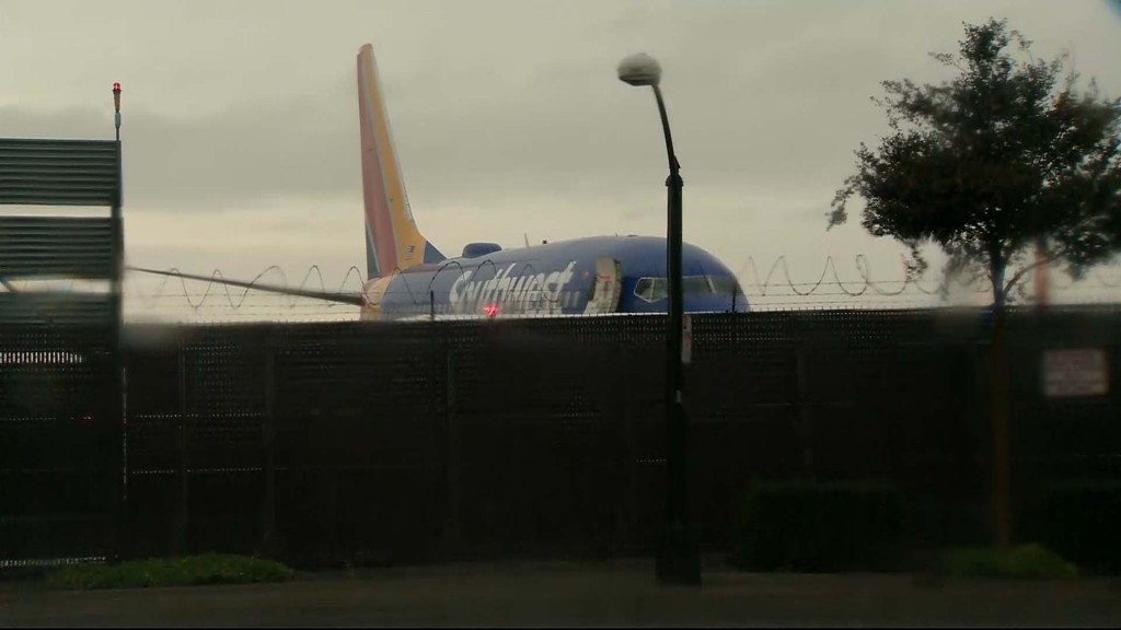 No one was hurt when a Southwest flight slid off a runway in Burbank