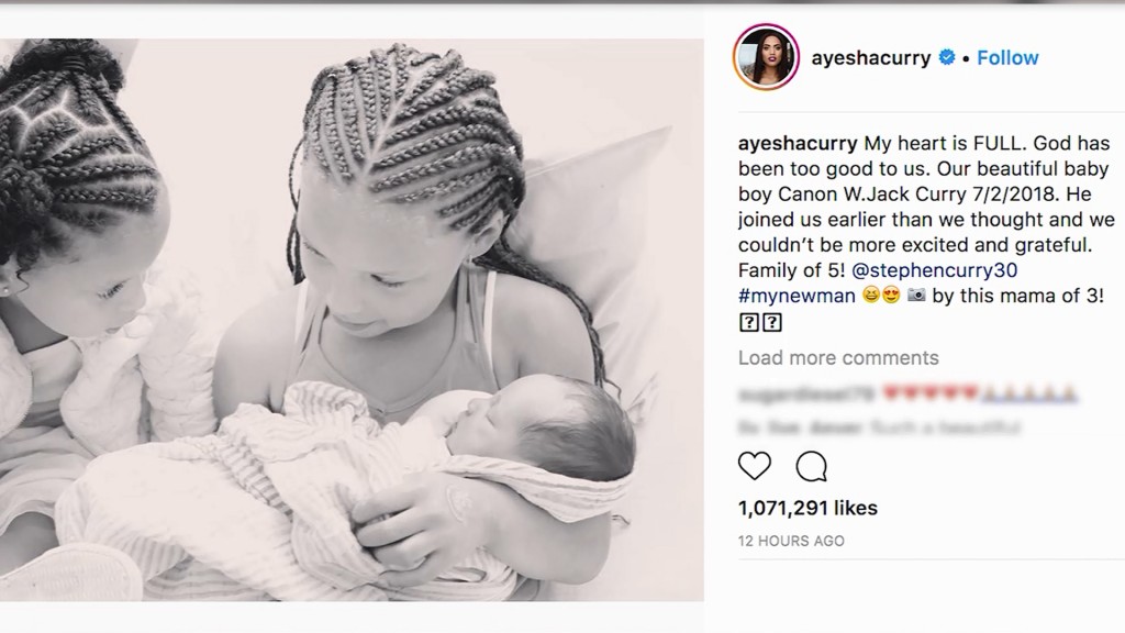 Stephen Curry, wife welcome baby boy Canon