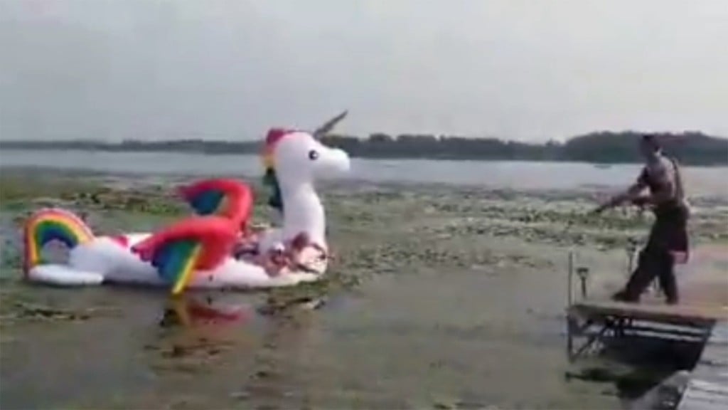 Deputy rescues women stuck on unicorn raft