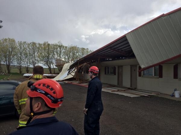 Winds tear roof off Medical Lake building