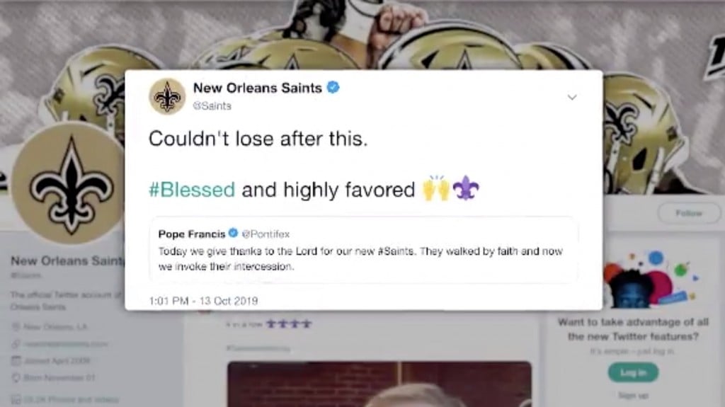 Pope Francis inadvertently tweets support for New Orleans Saints