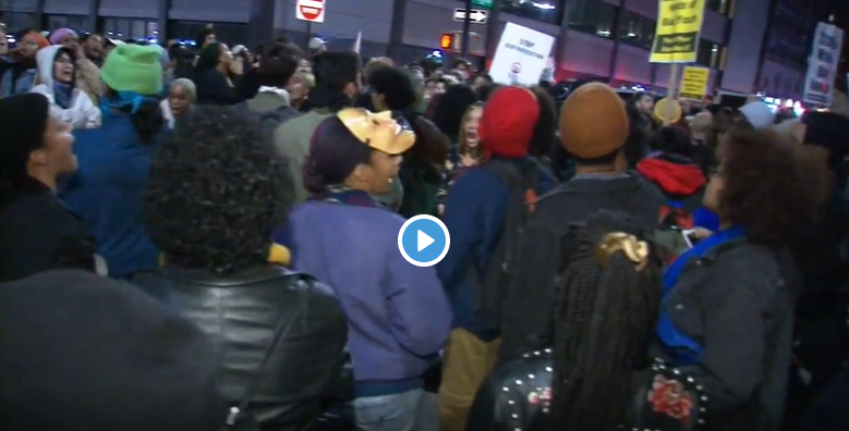 Hundreds march to protest NYPD after subway altercation