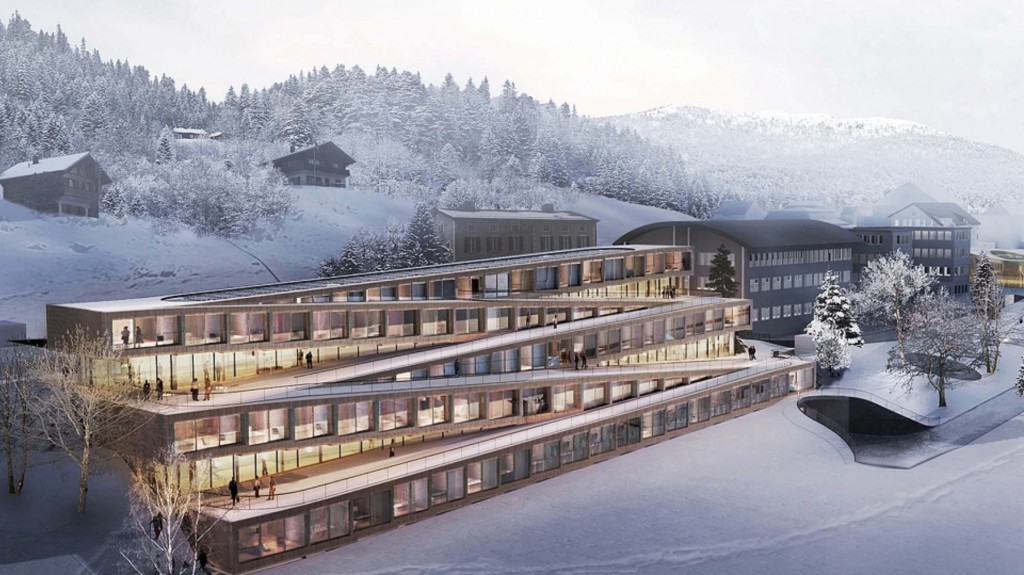 Ski down the roof of this new Swiss hotel