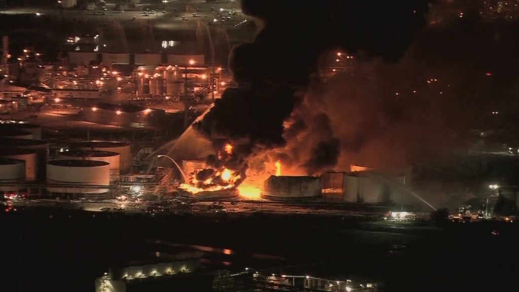 Multiple tanks burning again after massive fire at Texas plant