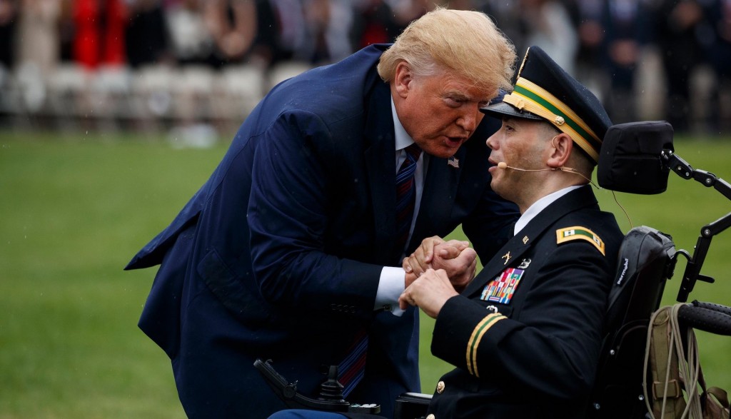 Trump moved by wounded veteran’s performance