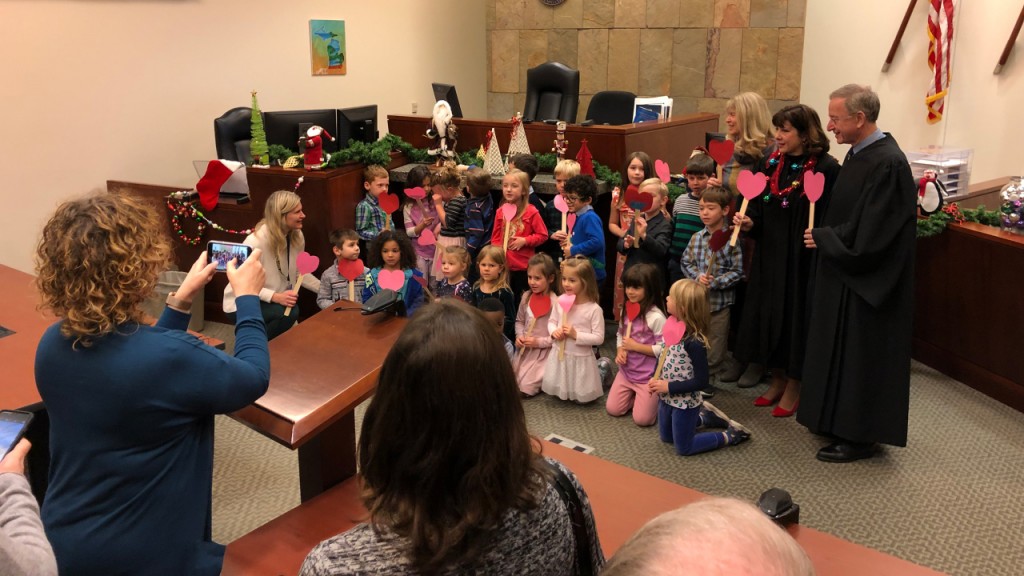 Kindergarten class shows up for boy’s adoption hearing