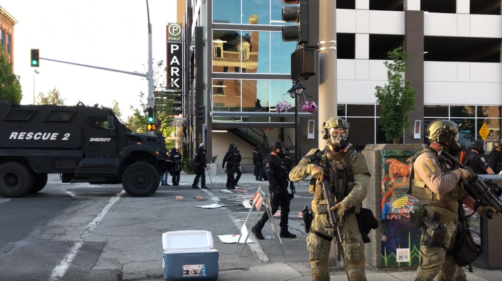 Spokane Police Swat Team Downtown Protest