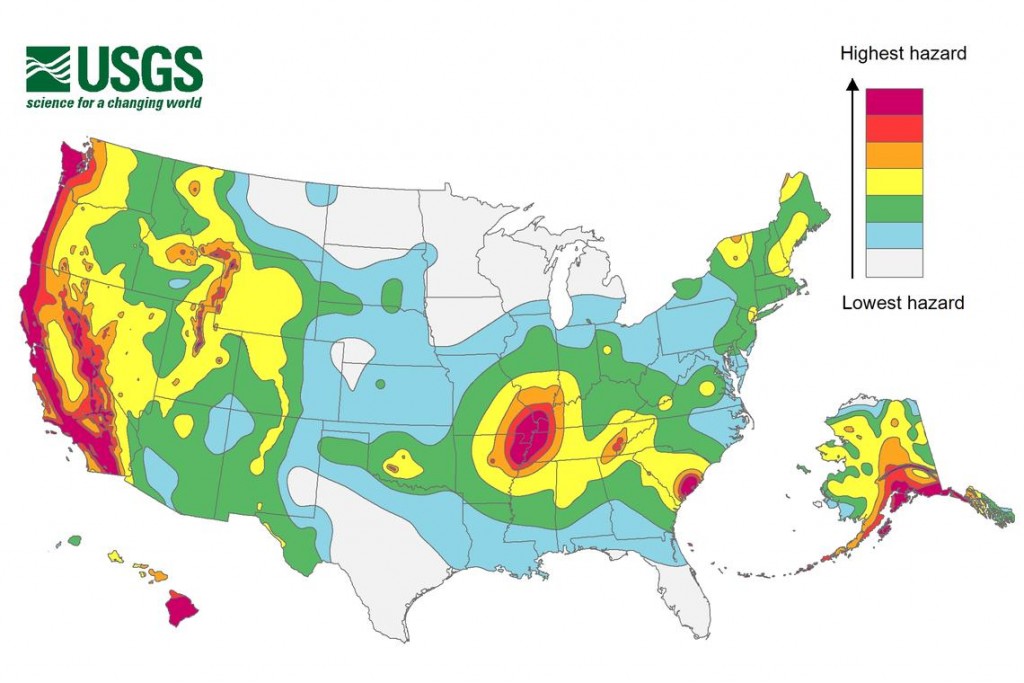 national earthquake risk from the USGS