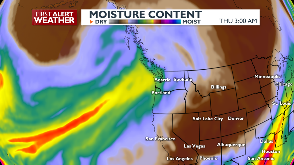 a plume of moisture known as an atmospheric river approaches the pacific northwest