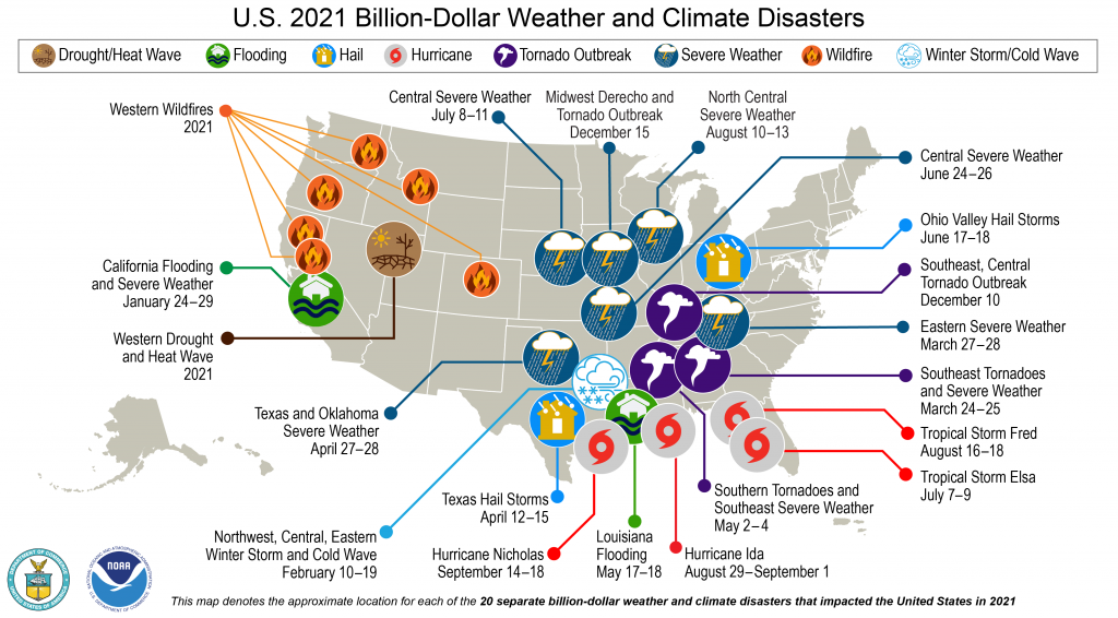 2021 Billion Dollar Disaster Map
