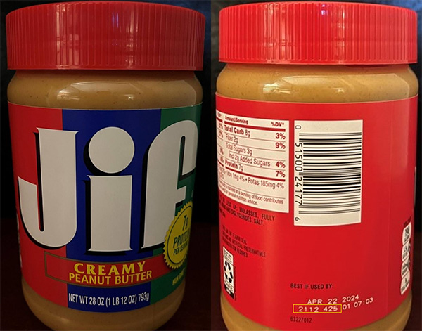 JIF peanut butter recall