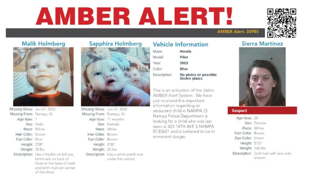 AMBER Alert activated for two abducted children in Idaho KXLY