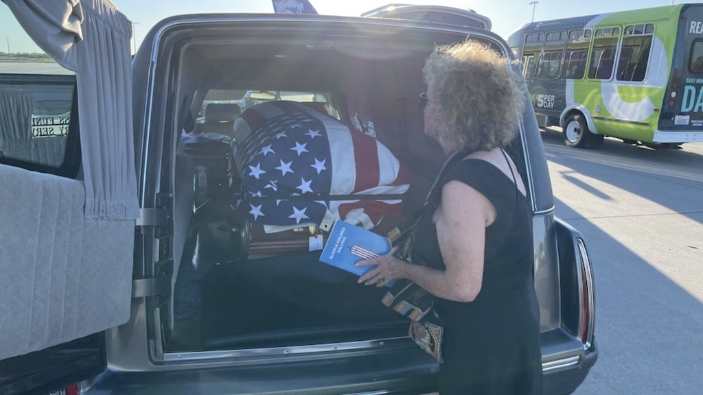 A woman whose father was killed in WWII welcomes his casket back to Spokane for burial