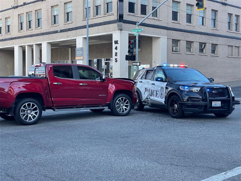 Police car got t-boned in downtown Spokane