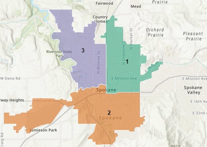 City of Spokane redistricting map