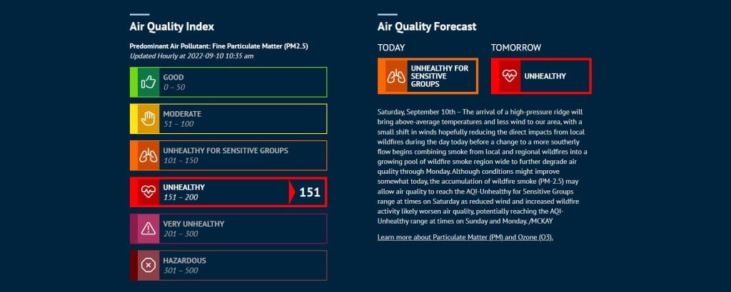 Poor air quality in Spokane