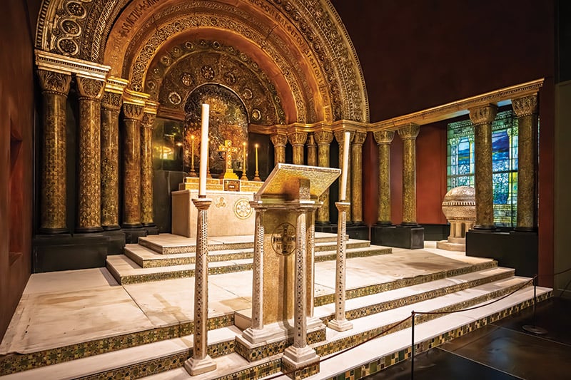 : The interior of the chapel Tiffany created for the 1893 World’s Columbian Exposition in Chicago.