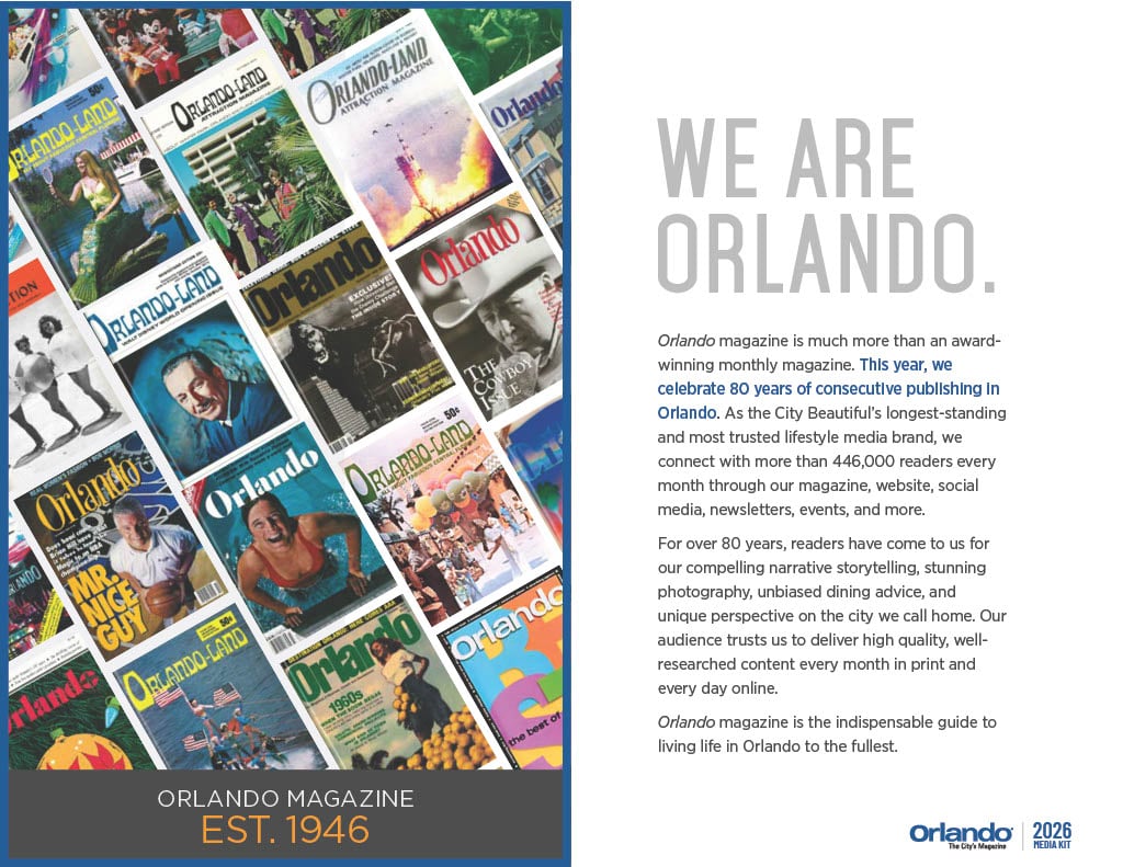 We Are Orlando. A set of orlando magazine covers are laid out in an array.