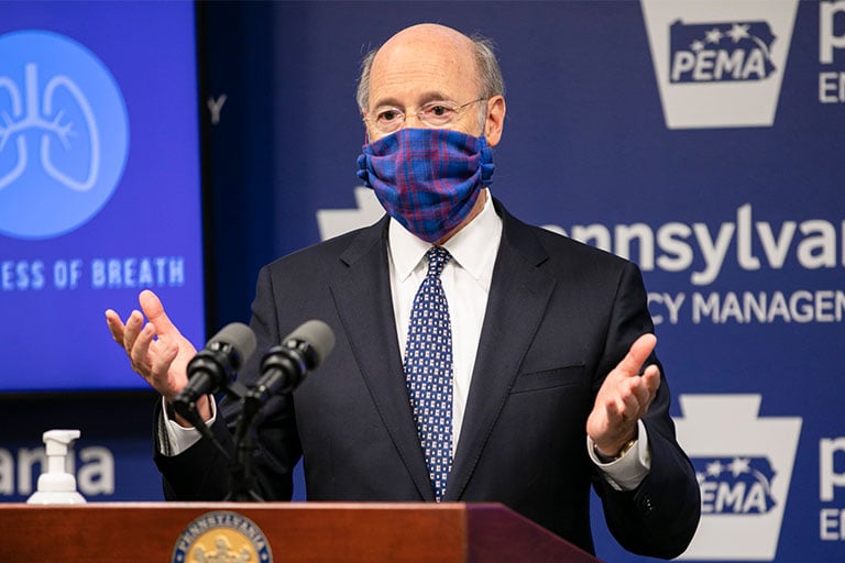Gov Wolf Wearing A Mask At Pema