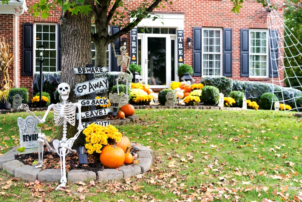 Skeletons,,pumpkins,and,skulls,are,traditional,attributes,of,halloween,in