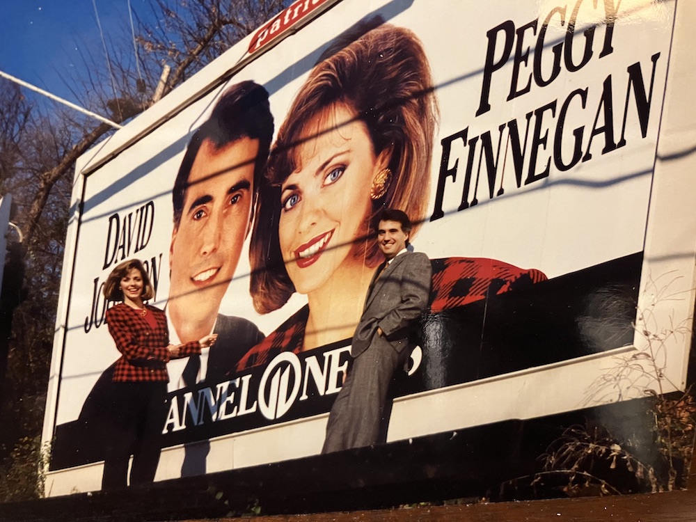 David Johnson and Peggy Finnegan billboard WPXI