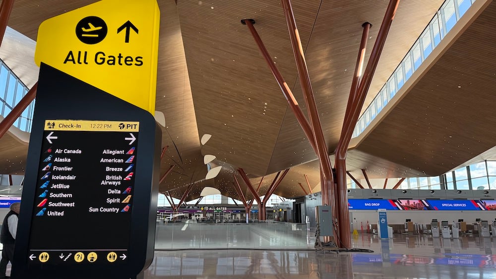 Departures area of new terminal at Pittsburgh International Airport