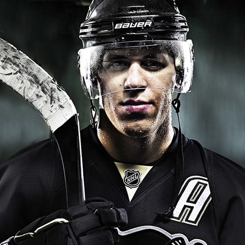 Evgeni Malkin of the Pittsburgh Penguins wears a Pride Night