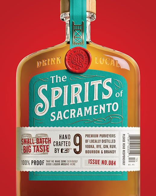 A bottle with the label "The Spirits of Sacramento"